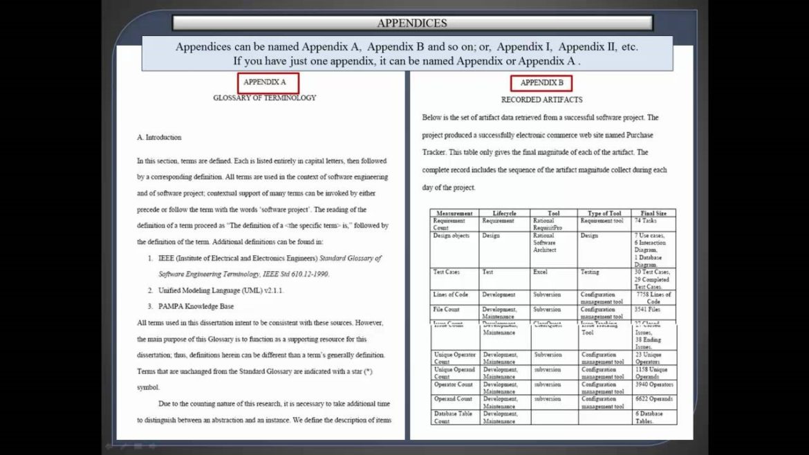 how to do appendices in an assignment