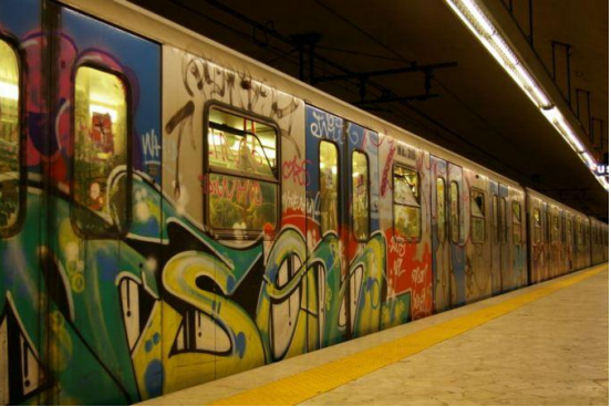 A scene from a subway station in New York city